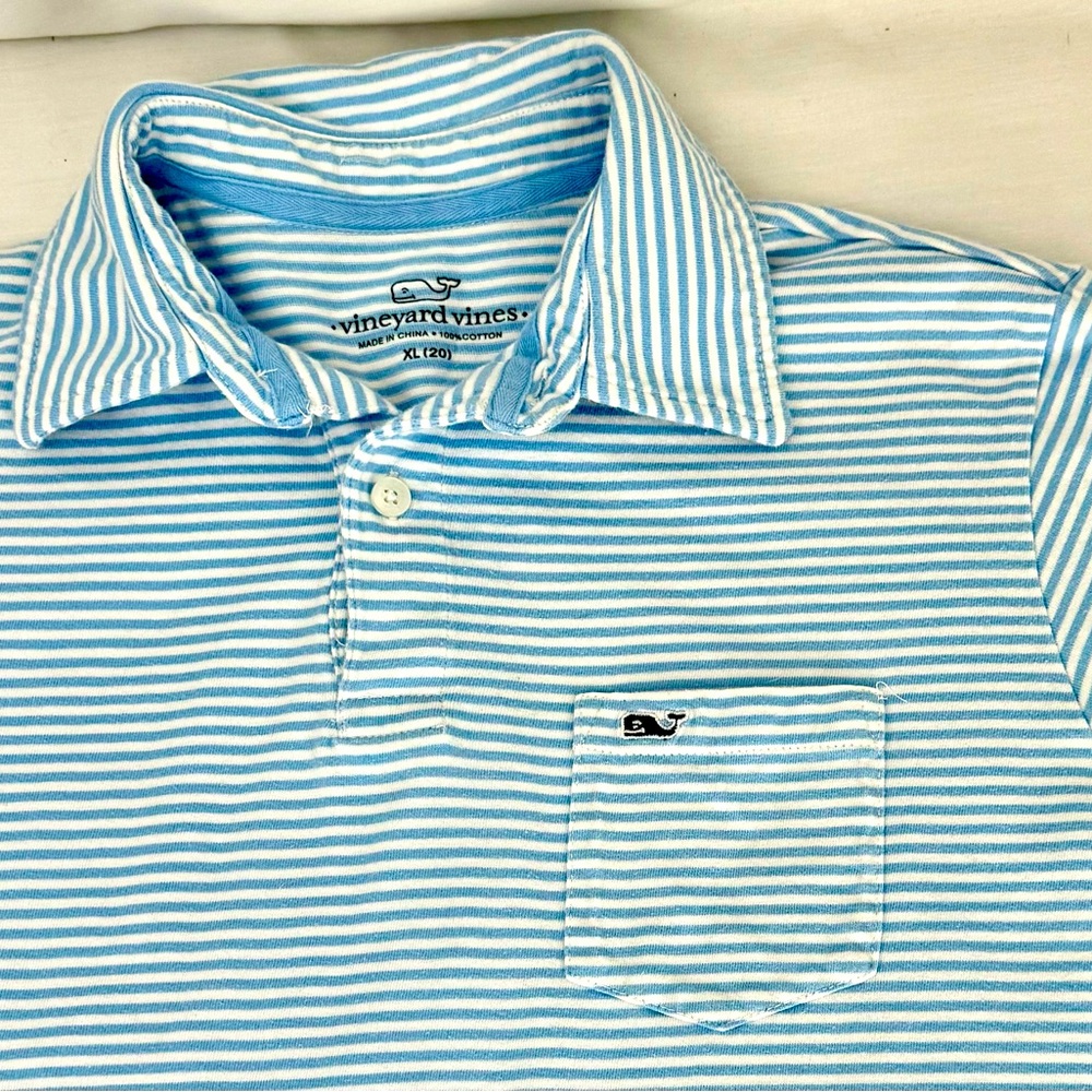 Vineyard Vines Blue White Polo Shirt Boys XL